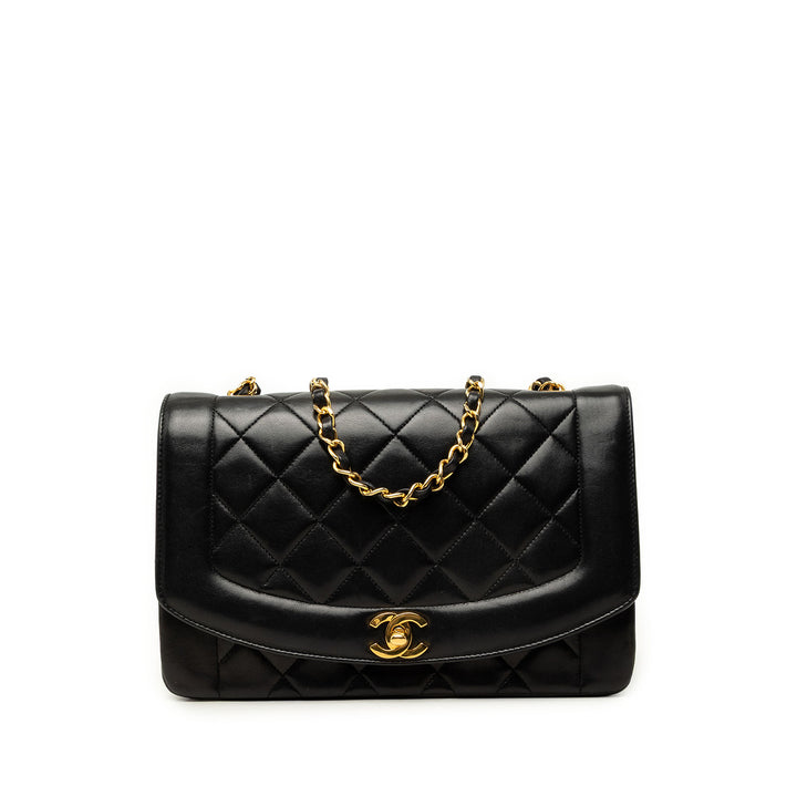 Chanel Diana à rabat Moyen Cuir d'agneau Noir