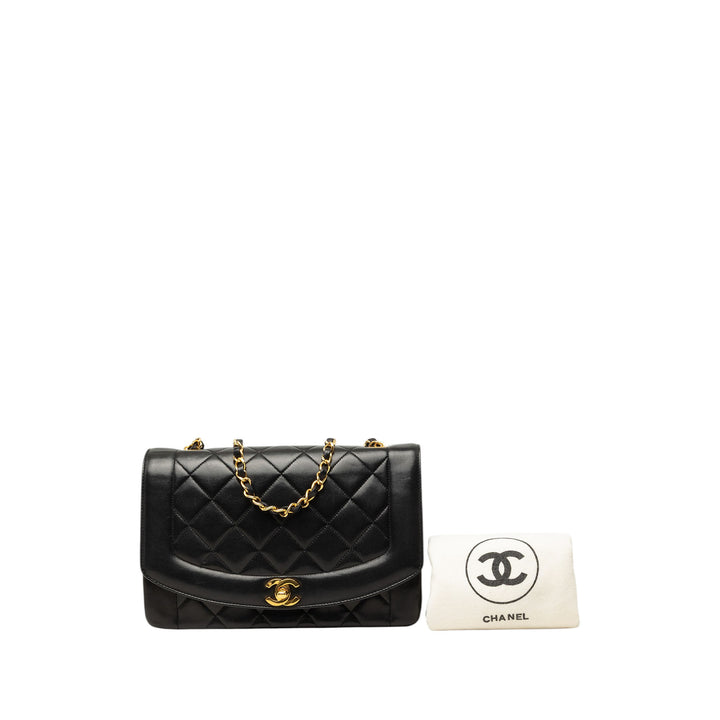 Chanel Diana à rabat Moyen Cuir d'agneau Noir