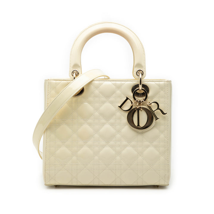Dior Medium Cuir verni Cannage Lady Dior