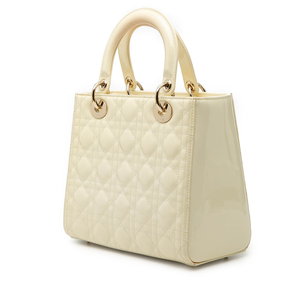Dior Medium Cuir verni Cannage Lady Dior