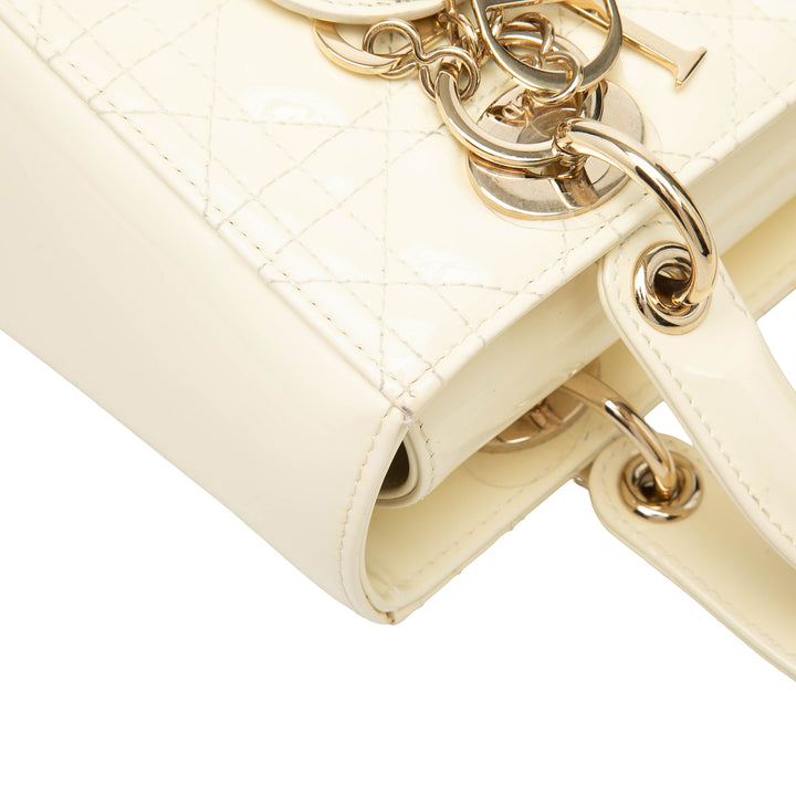 Dior Medium Cuir verni Cannage Lady Dior