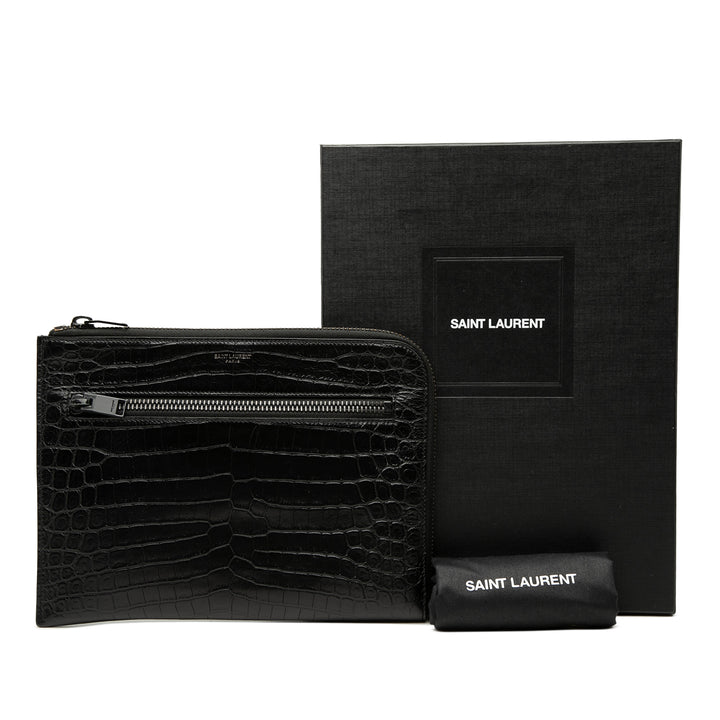 Saint Laurent Croc embossé Cuir Pochette