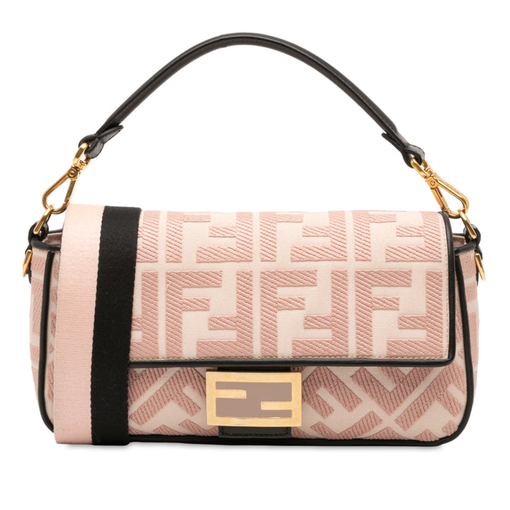 Fendi Zucca brodé Toile Baguette Sac cartable