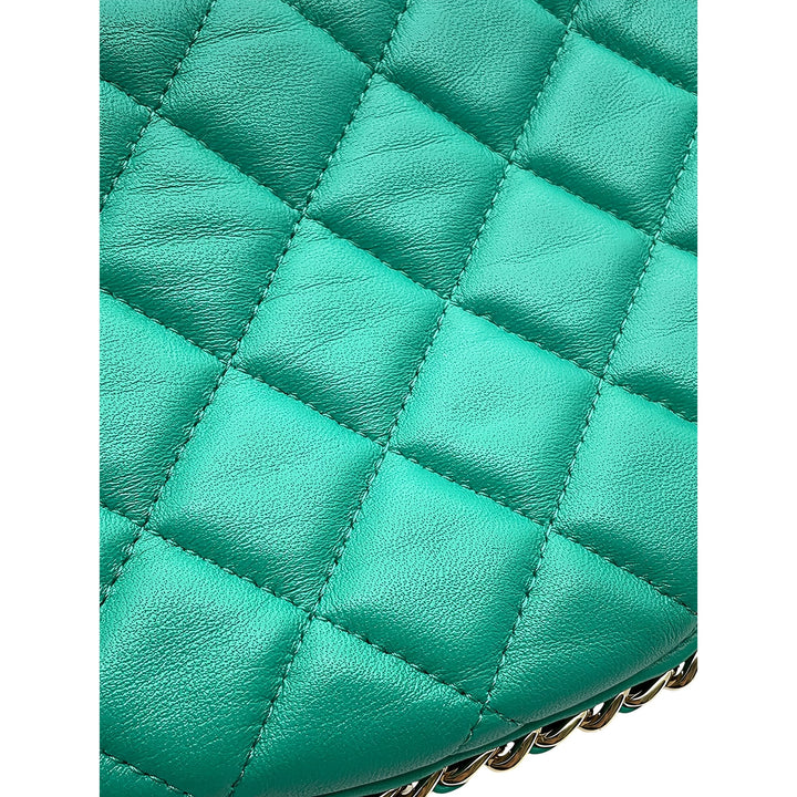 Chanel Matelassé Sac rond à chaîne Hook Hobo Sac Petit Cuir d'agneau Vert – vue 10 – GABY PARIS