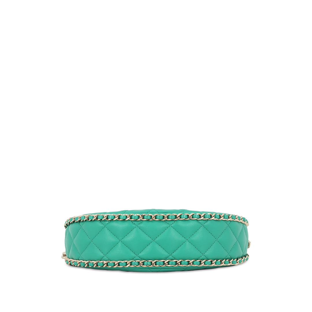 Chanel Matelassé Sac rond à chaîne Hook Hobo Sac Petit Cuir d'agneau Vert – vue 3 – GABY PARIS