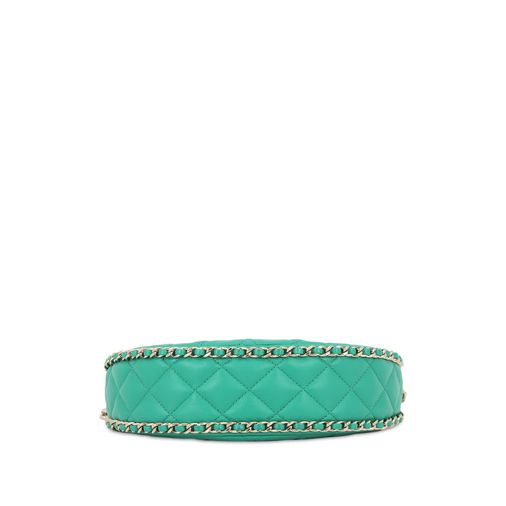 Chanel Matelassé Sac rond à chaîne Hook Hobo Sac Petit Cuir d'agneau Vert – vue 3 – GABY PARIS