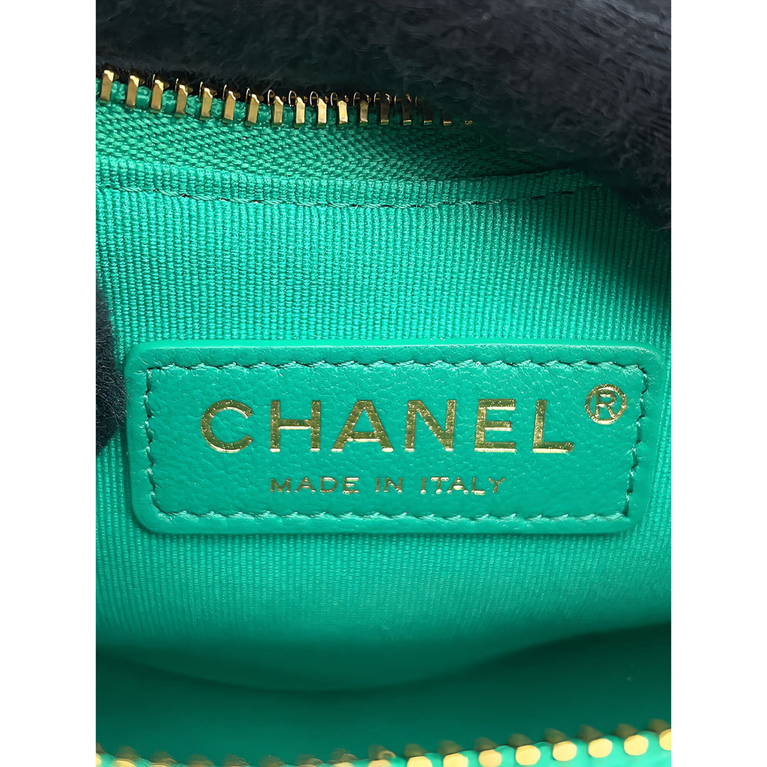 Chanel Matelassé Sac rond à chaîne Hook Hobo Sac Petit Cuir d'agneau Vert – vue 5 – GABY PARIS