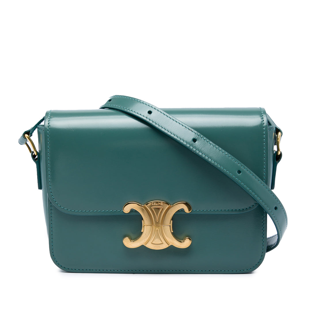 Celine Sac bandoulière brillant Triomphe Teen Cuir de veau Bleu – vue principale – GABY PARIS