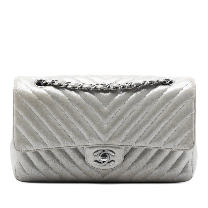 Chanel Medium Classic Chevron Iridescent Cuir d’agneau Double rabat