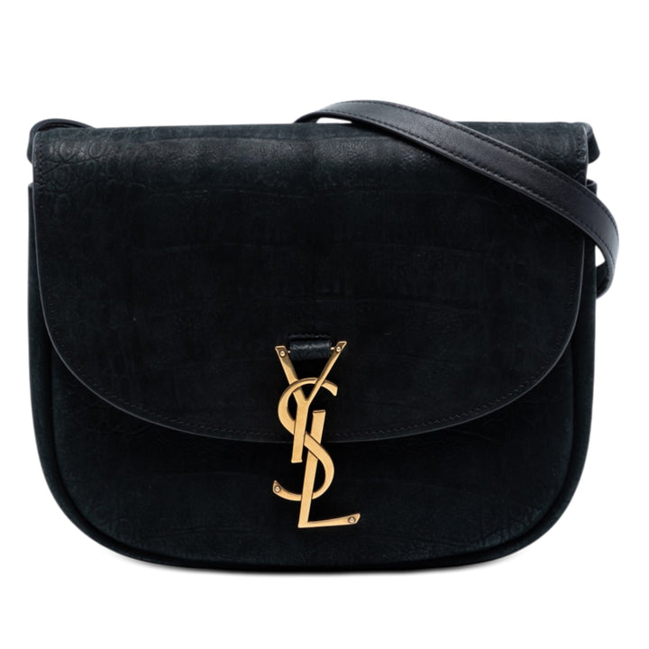 Saint Laurent Medium Croc embossé Nubuck Monogram Kaia Sac porté croisé