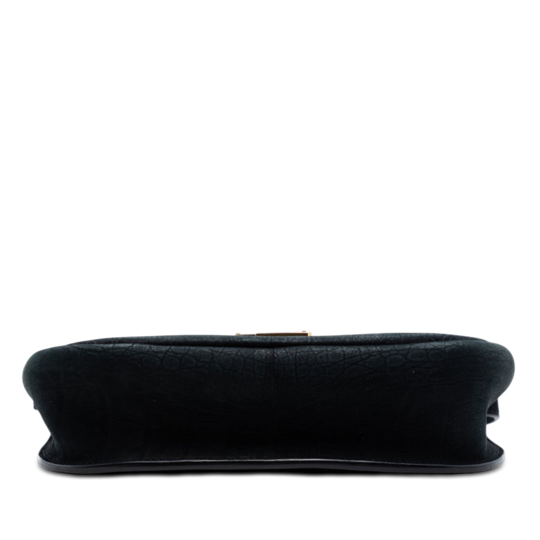Saint Laurent Medium Croc embossé Nubuck Monogram Kaia Sac porté croisé