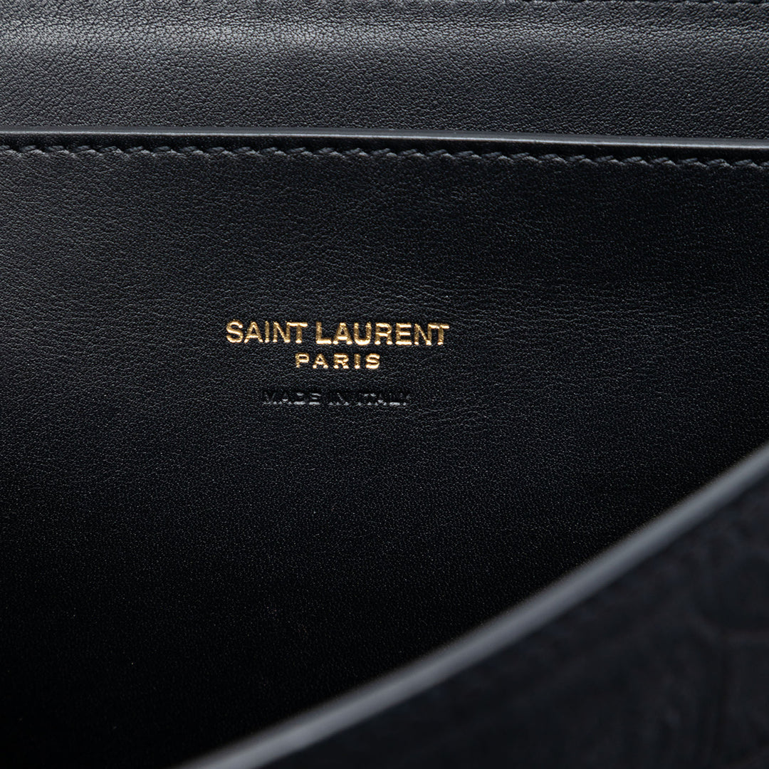 Saint Laurent Medium Croc embossé Nubuck Monogram Kaia Sac porté croisé