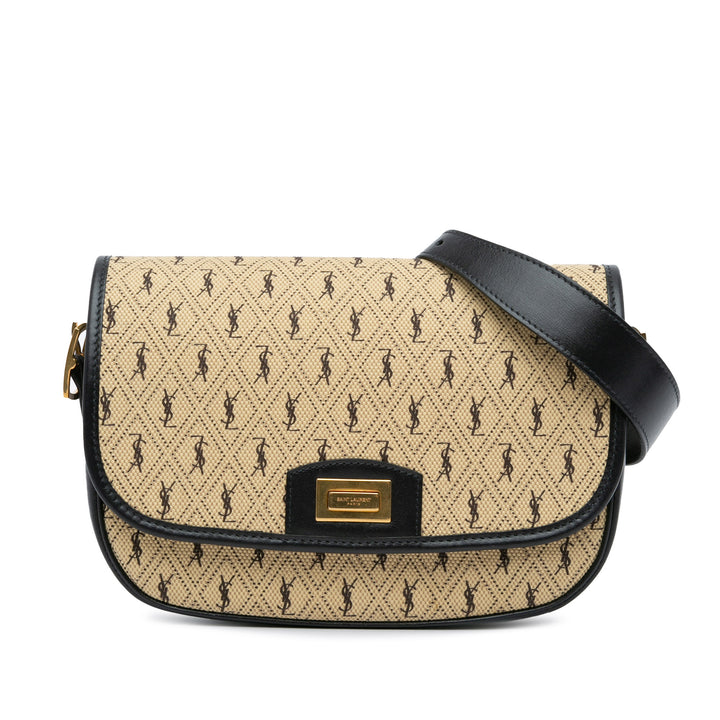 Medium Canvas Monogram All Over Crossbody Brown - Gaby Paris