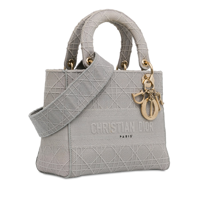 Dior Medium brodé Toile Cannage Lady D Lite