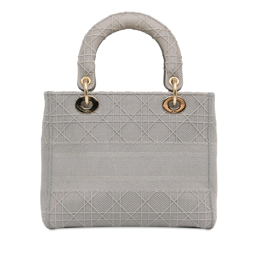 Dior Medium brodé Toile Cannage Lady D Lite