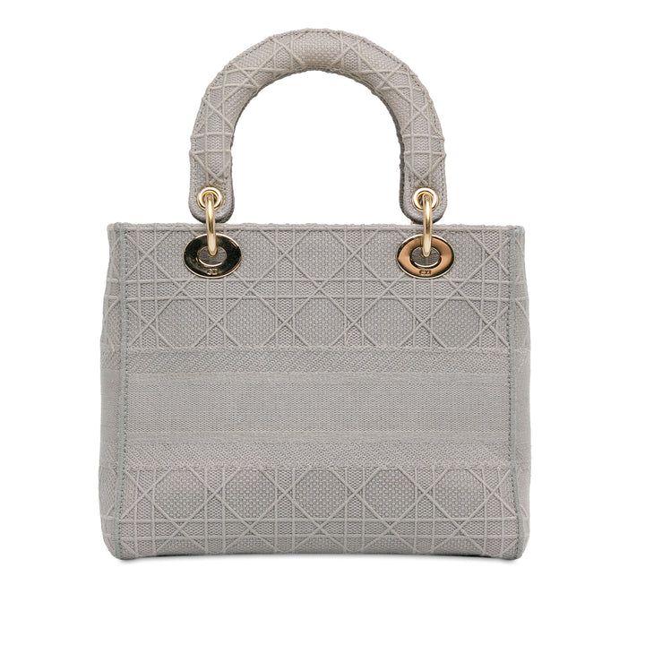 Dior Medium brodé Toile Cannage Lady D Lite
