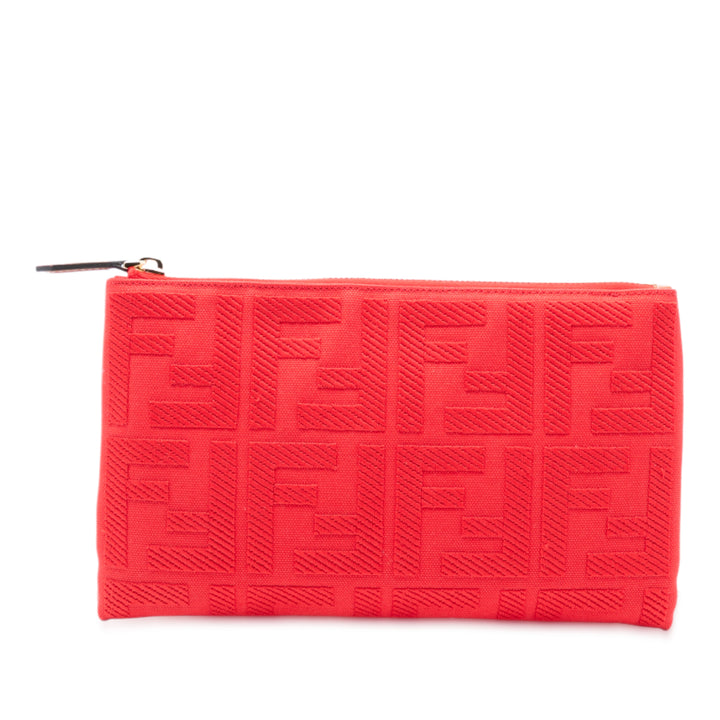 Fendi Zucca brodé Zippé Pochette Toile