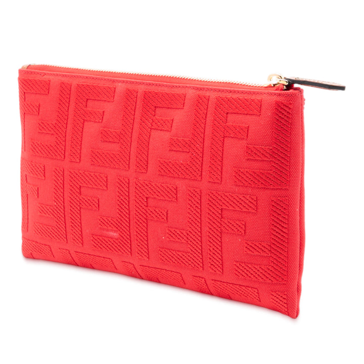 Fendi Zucca brodé Zippé Pochette Toile