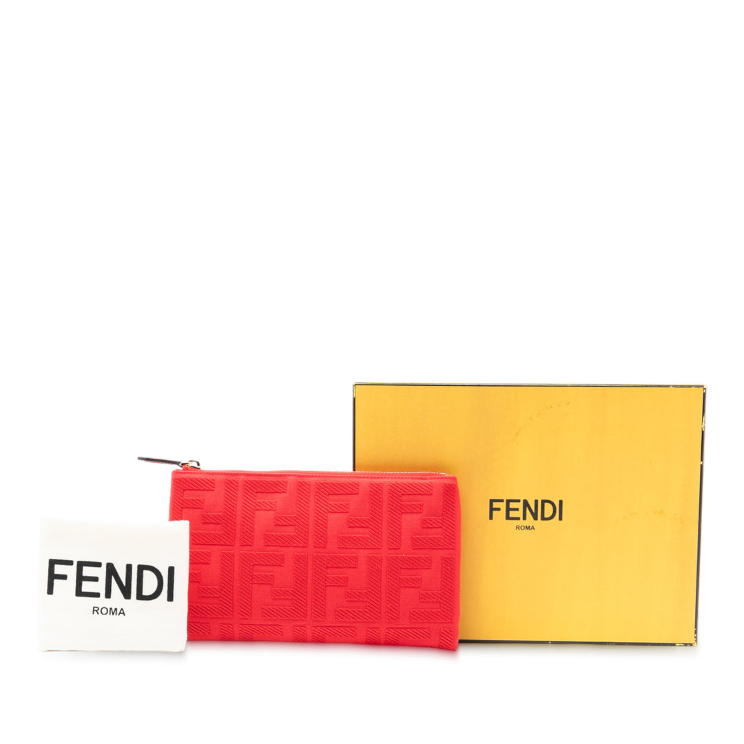 Fendi Zucca brodé Zippé Pochette Toile