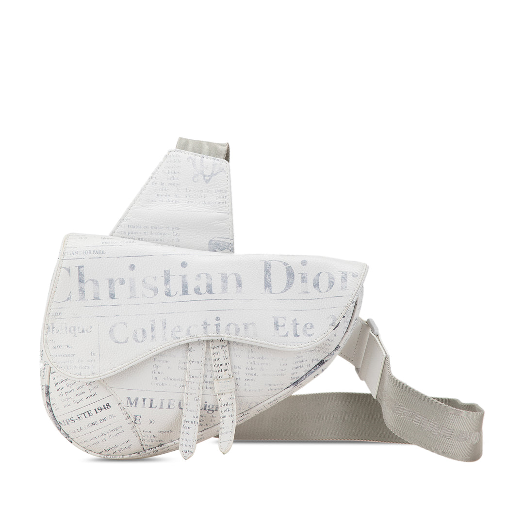 Daniel Arsham Newspaper Print Saddle Bag White - Gaby Paris