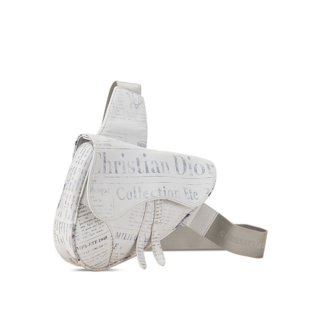 Daniel Arsham Newspaper Print Saddle Bag White - Gaby Paris