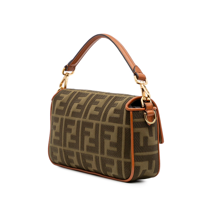 Zucca Embroidered Canvas Baguette Satchel Brown - Gaby Paris