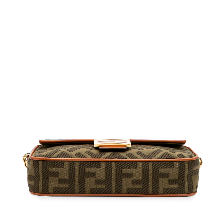 Zucca Embroidered Canvas Baguette Satchel Brown - Gaby Paris