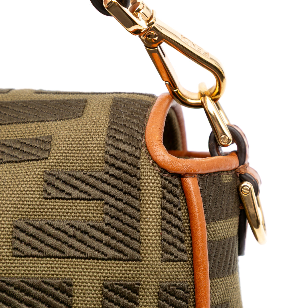 Zucca Embroidered Canvas Baguette Satchel Brown - Gaby Paris