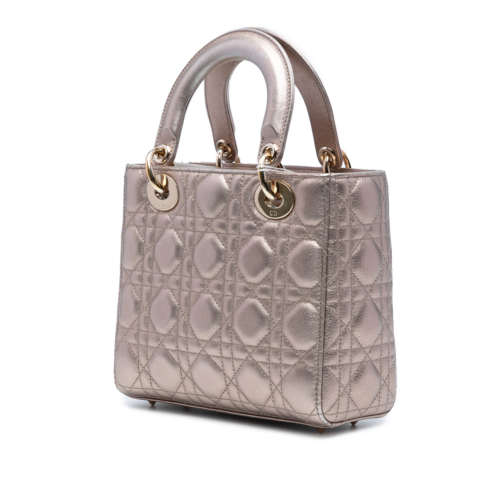 Dior Small Métallisé Cuir d’agneau Cannage My ABCDior Lady Dior Doré – GABY PARIS Authentique