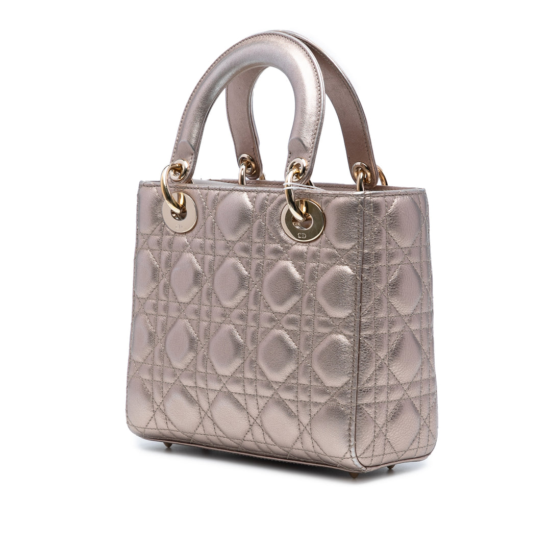 Dior Small Métallisé Cuir d’agneau Cannage My ABCDior Lady Dior Doré – GABY PARIS Authentique