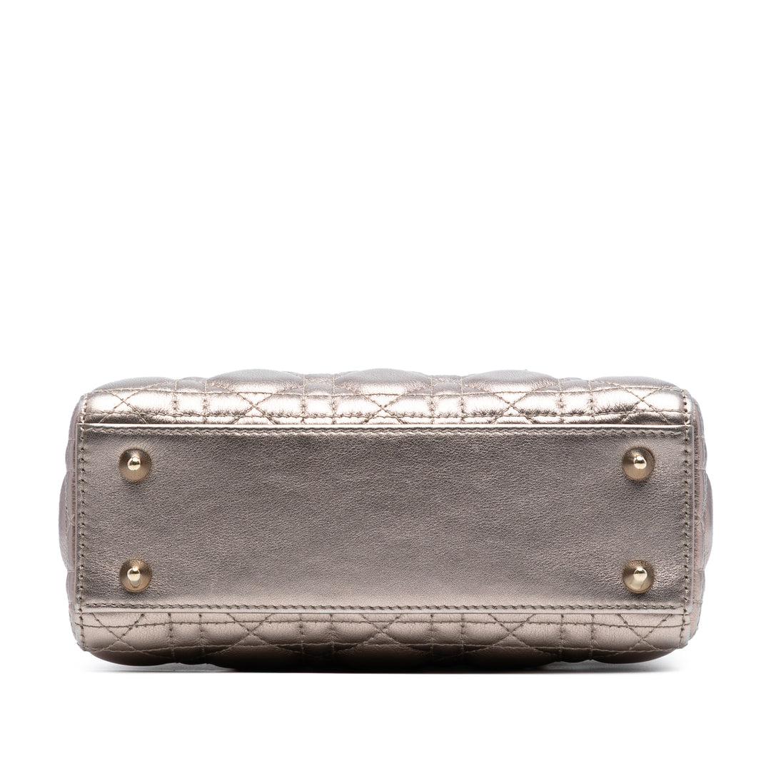Dior Small Métallisé Cuir d’agneau Cannage My ABCDior Lady Dior Doré – GABY PARIS Authentique