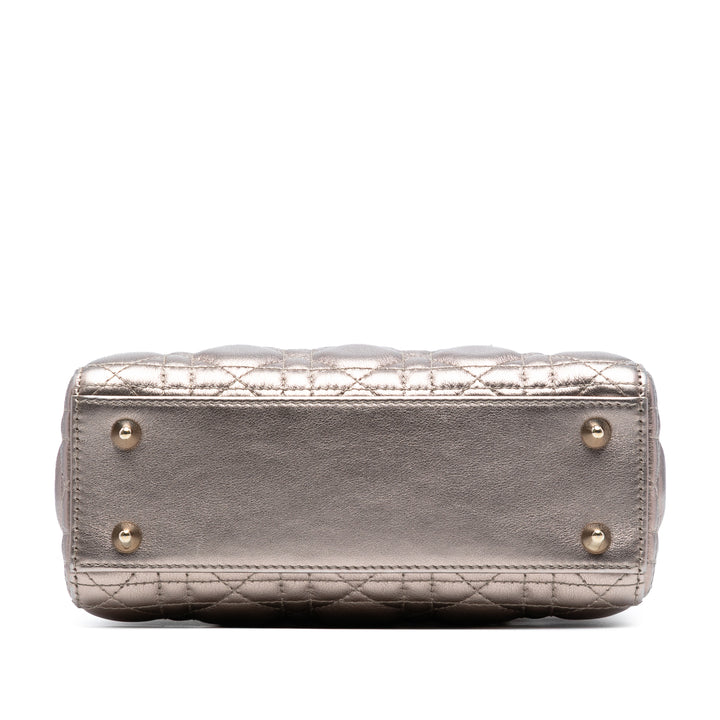 Dior Small Métallisé Cuir d’agneau Cannage My ABCDior Lady Dior Doré – GABY PARIS Authentique