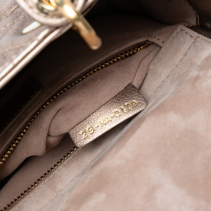 Dior Small Métallisé Cuir d’agneau Cannage My ABCDior Lady Dior Doré – GABY PARIS Authentique