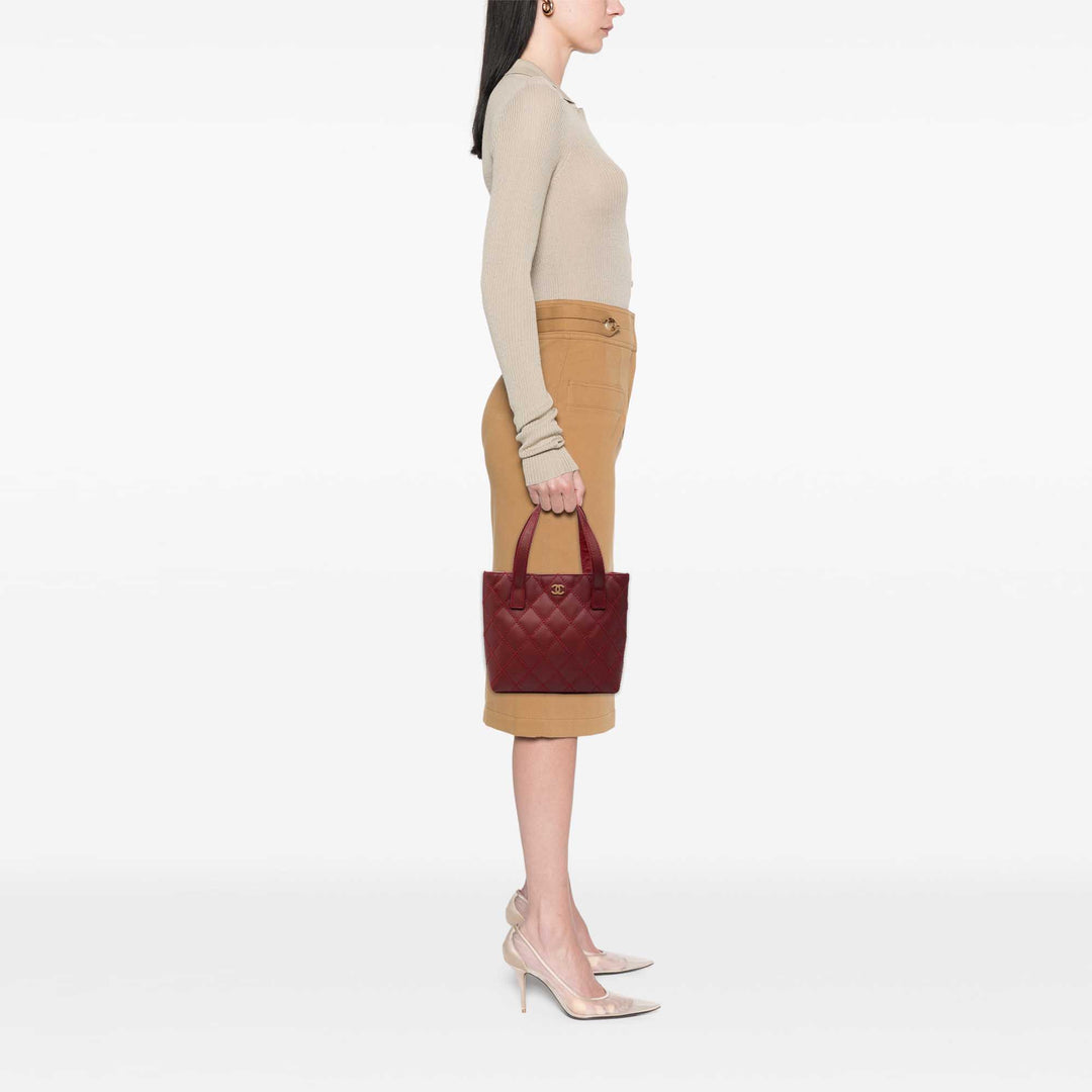Chanel Small CC Cuir de veau Surpique Cabas