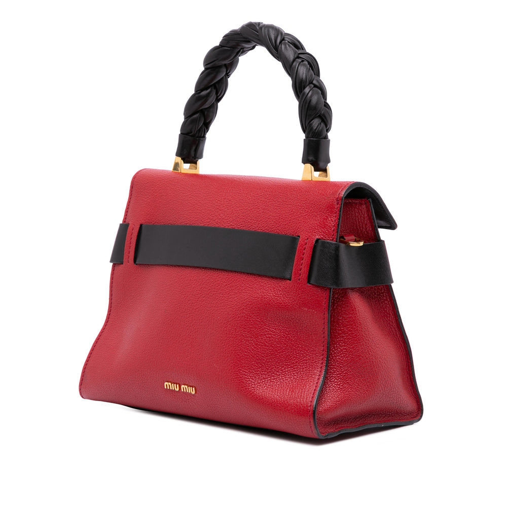Bicolor Goatskin Madras Click Top Handle Bag Red - Gaby Paris
