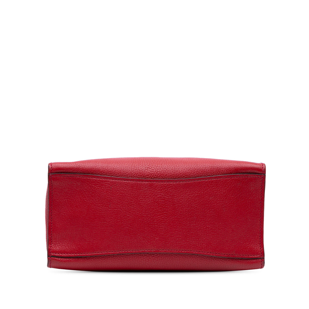 Bicolor Goatskin Madras Click Top Handle Bag Red - Gaby Paris