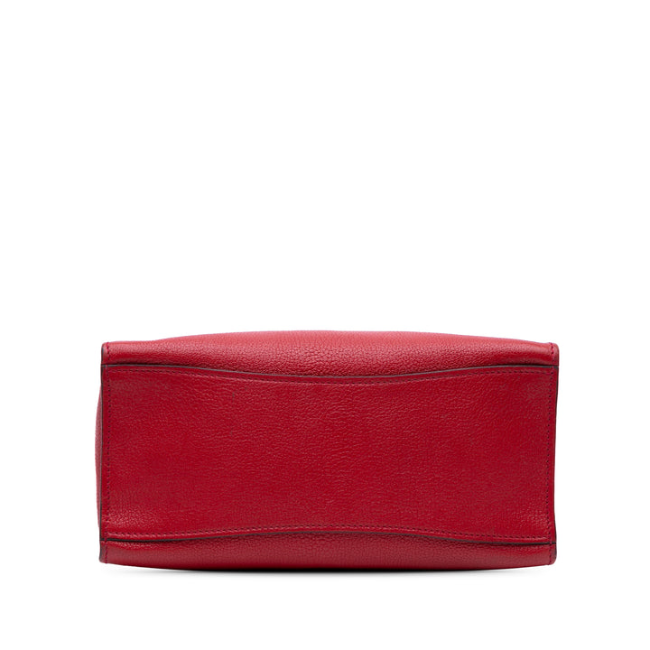 Bicolor Goatskin Madras Click Top Handle Bag Red - Gaby Paris