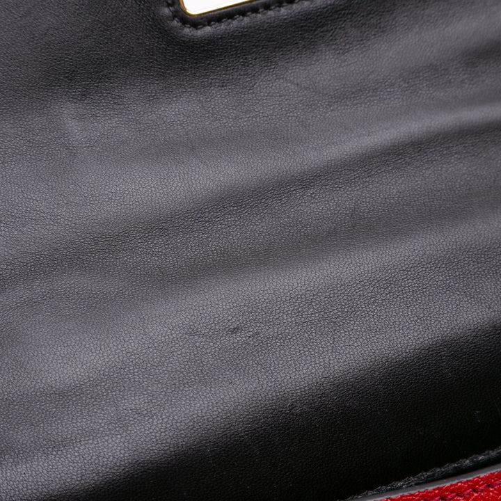 Bicolor Goatskin Madras Click Top Handle Bag Red - Gaby Paris