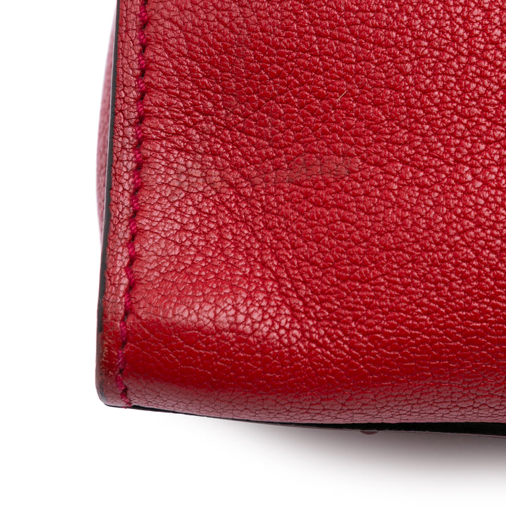 Bicolor Goatskin Madras Click Top Handle Bag Red - Gaby Paris
