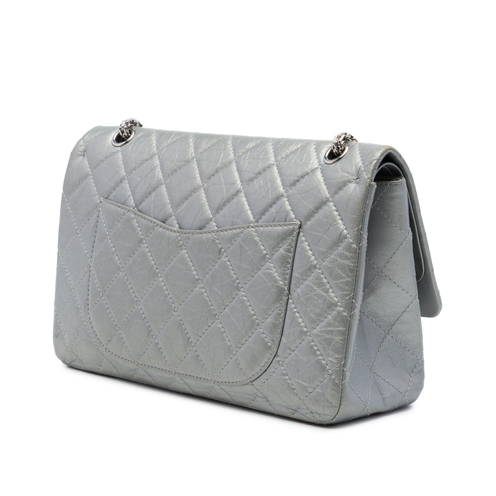Chanel Matelassé Métallisé vieilli Reissue 2.55 Double rabat 227 Cuir de veau Argenté