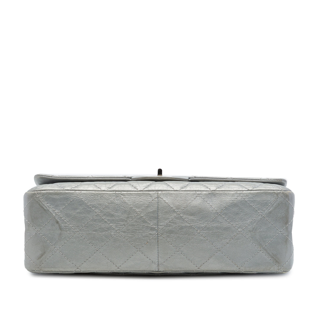 Chanel Matelassé Métallisé vieilli Reissue 2.55 Double rabat 227 Cuir de veau Argenté