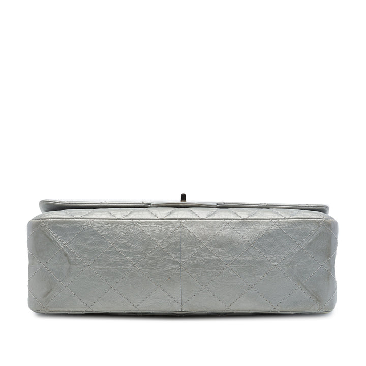 Chanel Matelassé Métallisé vieilli Reissue 2.55 Double rabat 227 Cuir de veau Argenté