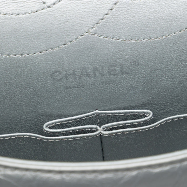 Chanel Matelassé Métallisé vieilli Reissue 2.55 Double rabat 227 Cuir de veau Argenté