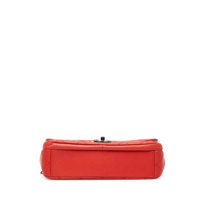 Chanel Matelassé Double Carry Waist Chaîne à rabat Petit Cuir de chèvre