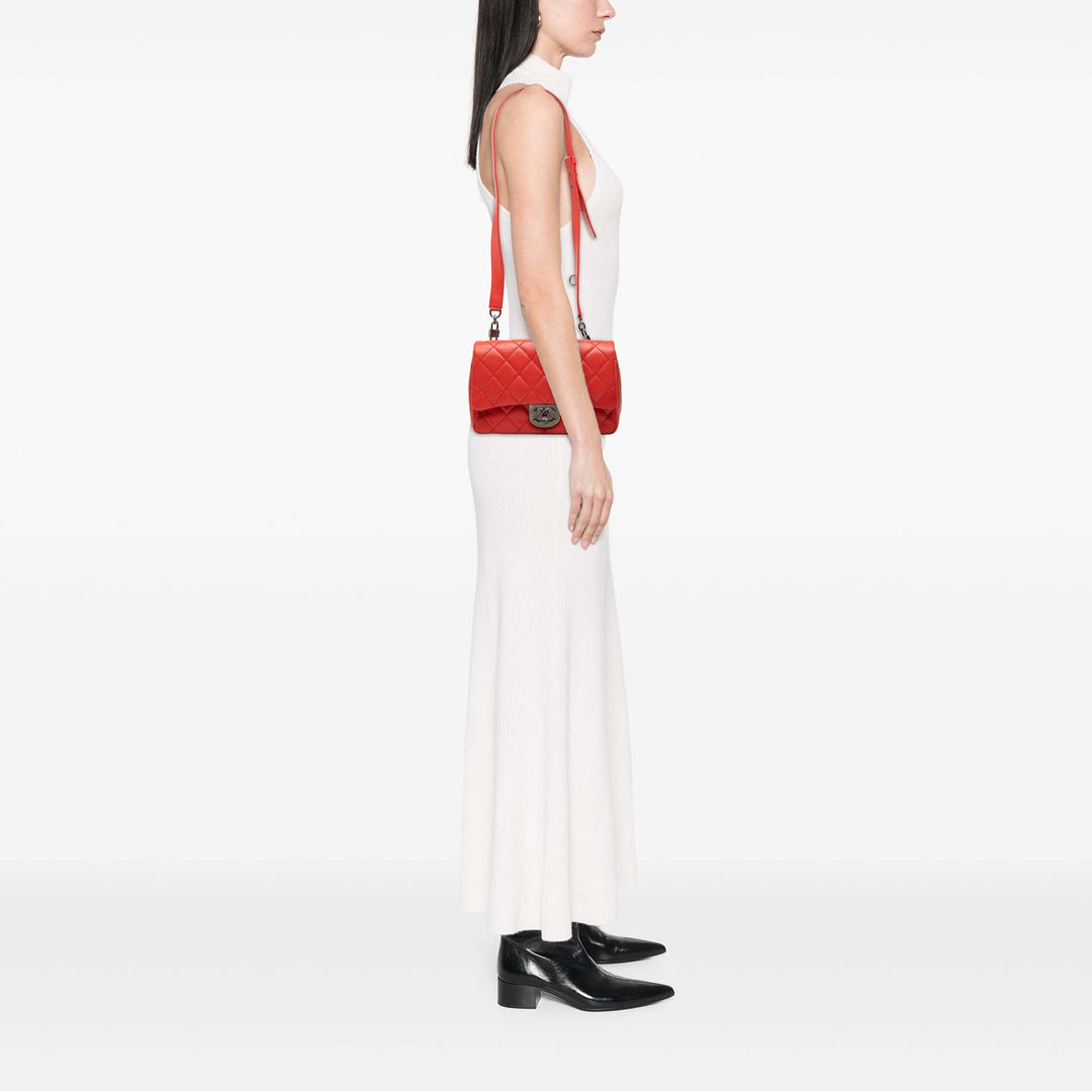 Chanel Matelassé Double Carry Waist Chaîne à rabat Petit Cuir de chèvre
