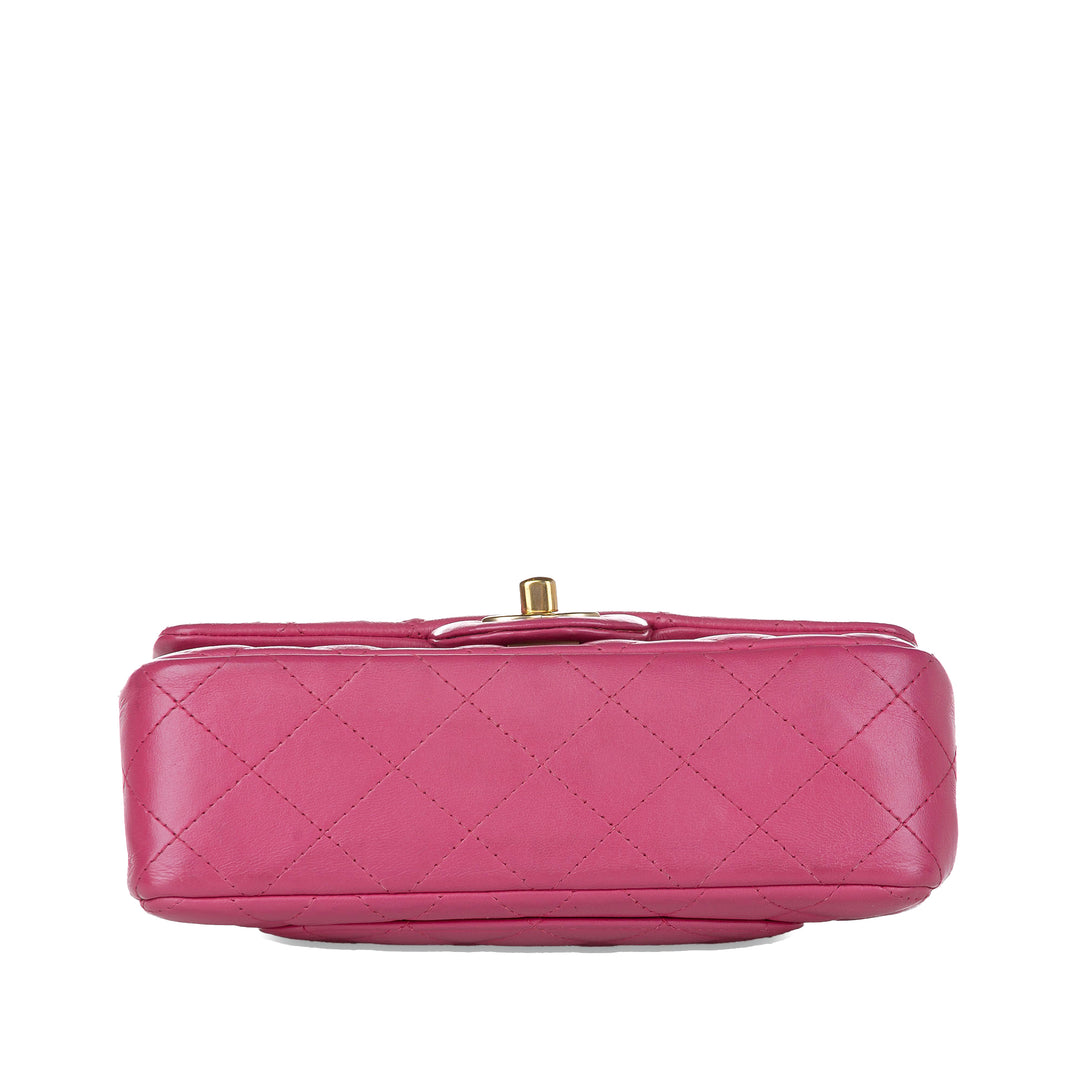 Mini Rectangular Classic Lambskin Single Flap Pink - Gaby Paris