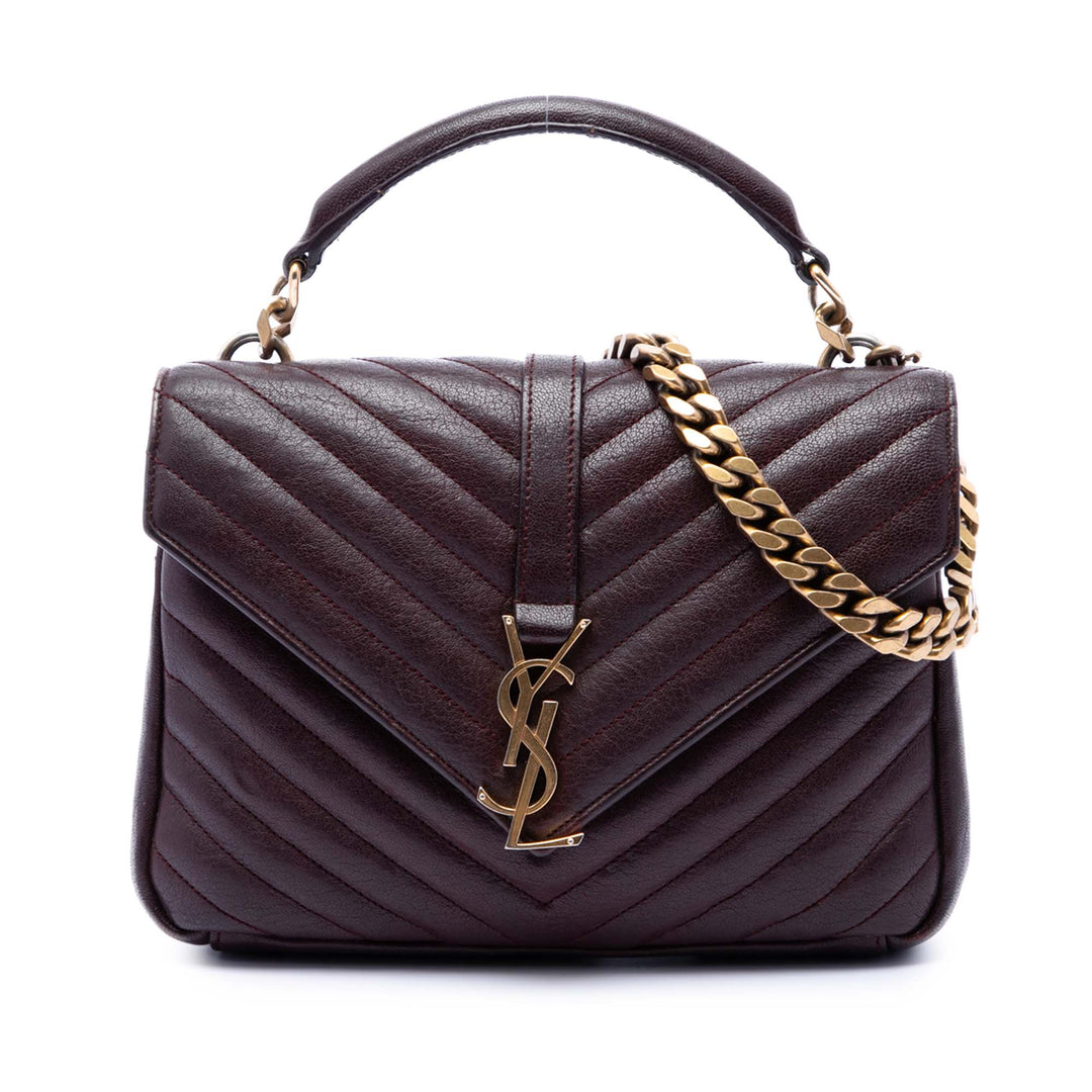 Saint Laurent Medium Chevron Sheepskin Monogram College Sac