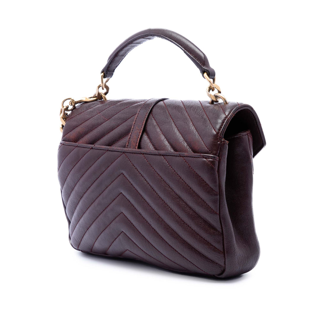 Saint Laurent Medium Chevron Sheepskin Monogram College Sac