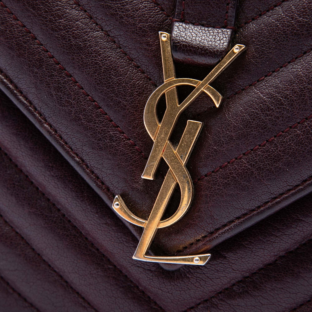 Saint Laurent Medium Chevron Sheepskin Monogram College Sac
