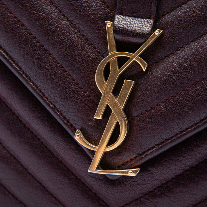 Saint Laurent Medium Chevron Sheepskin Monogram College Sac